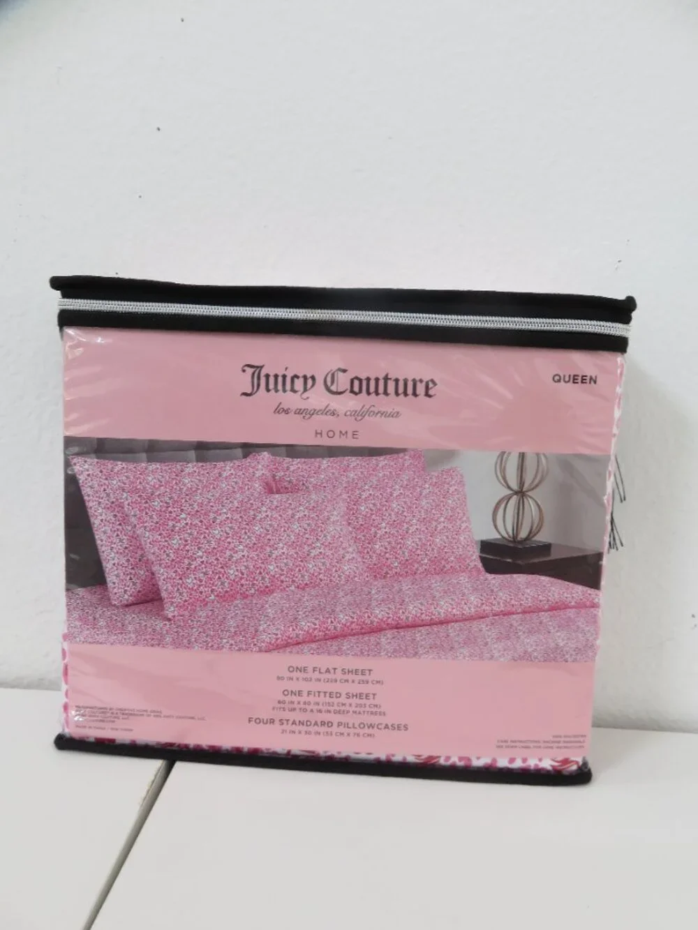 Juicy Couture 6 Pcs Heart & Logo Print Queen Sheet set